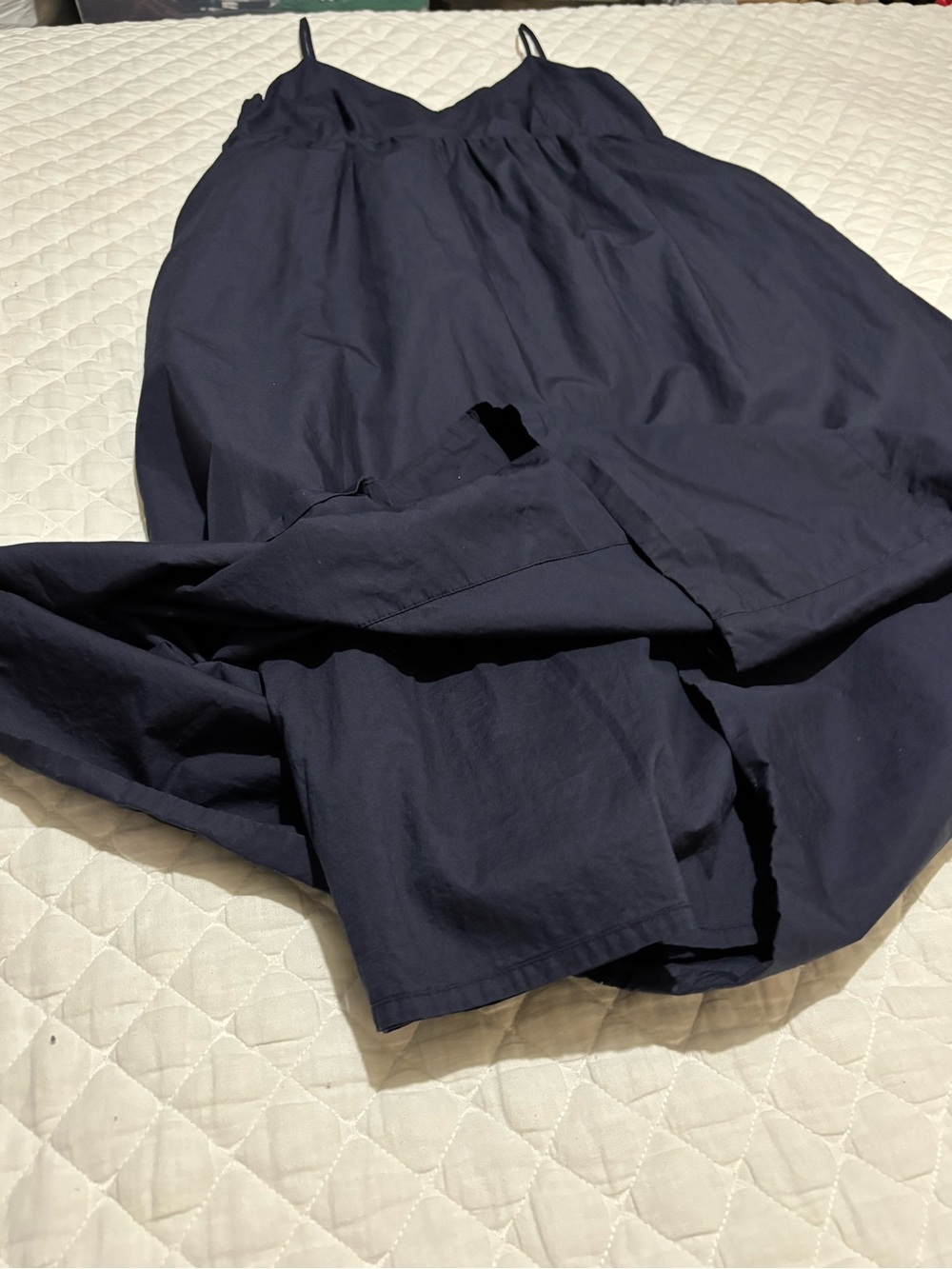 Quince Navy Blue Maxi Dress with Spaghetti Straps Size L - Picture 11 of 13